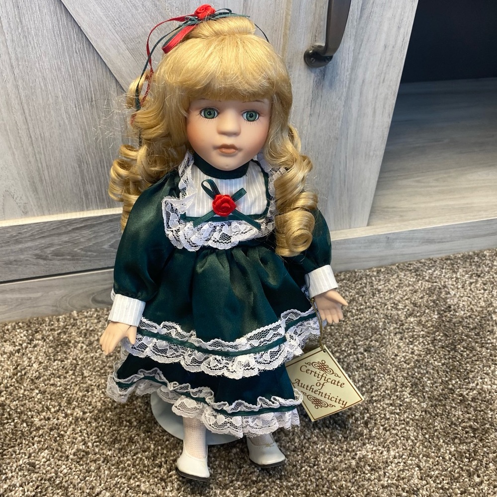 Soft Expressions 12” Genuine Fine Bisque Porcelain Doll Christmas